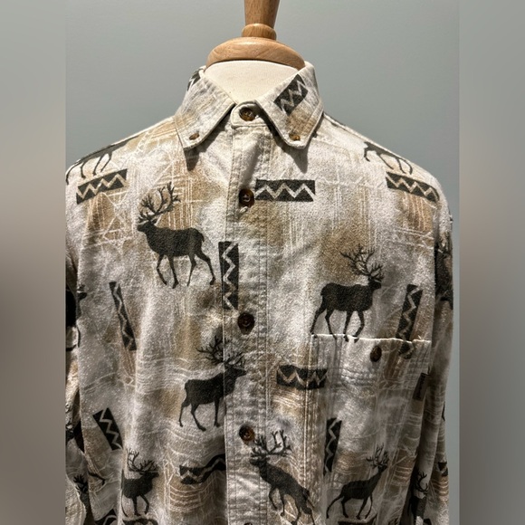 Woolrich Flannel Outdoor Elk button down shirt Size Large - Picture 6 of 7